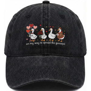 Silly Goose Christian Valentine Gospel Washed Cotton Baseball Cap On My Way To Spread The Goosepel TS14 Washed Cap Universal Fit Black Print Your Wear