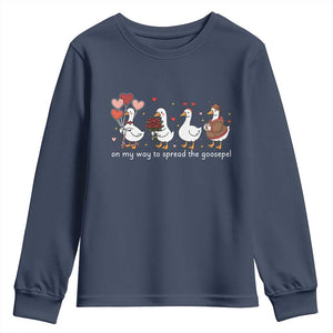 Silly Goose Christian Valentine Gospel Youth Sweatshirt On My Way To Spread The Goosepel TS14 Navy Print Your Wear
