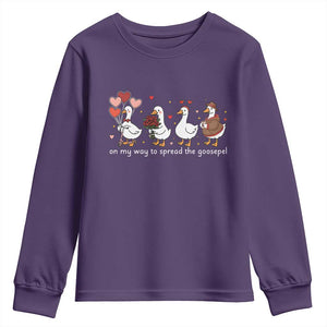 Silly Goose Christian Valentine Gospel Youth Sweatshirt On My Way To Spread The Goosepel TS14 Purple Print Your Wear
