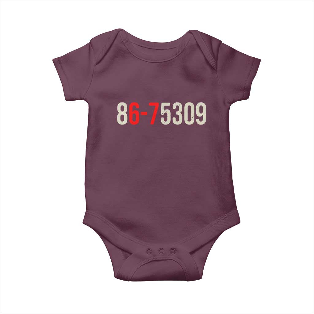67 Six Seven Meme Baby Onesie Vintage 80s Music 8675309 Jenny TS14 Maroon Print Your Wear