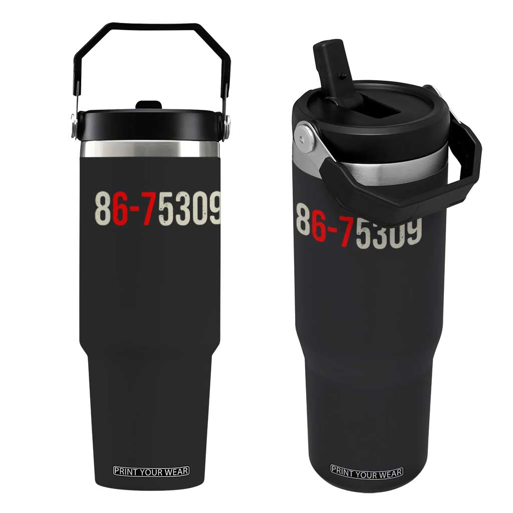 67 Six Seven Meme Flip Straw Tumbler Vintage 80s Music 8675309 Jenny TS14 One Size: 30 oz Black Print Your Wear