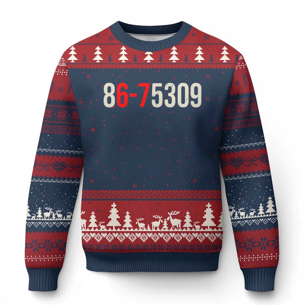 67 Six Seven Meme Ugly Christmas Sweater Vintage 80s Music 8675309 Jenny TS14 Navy Red Print Your Wear