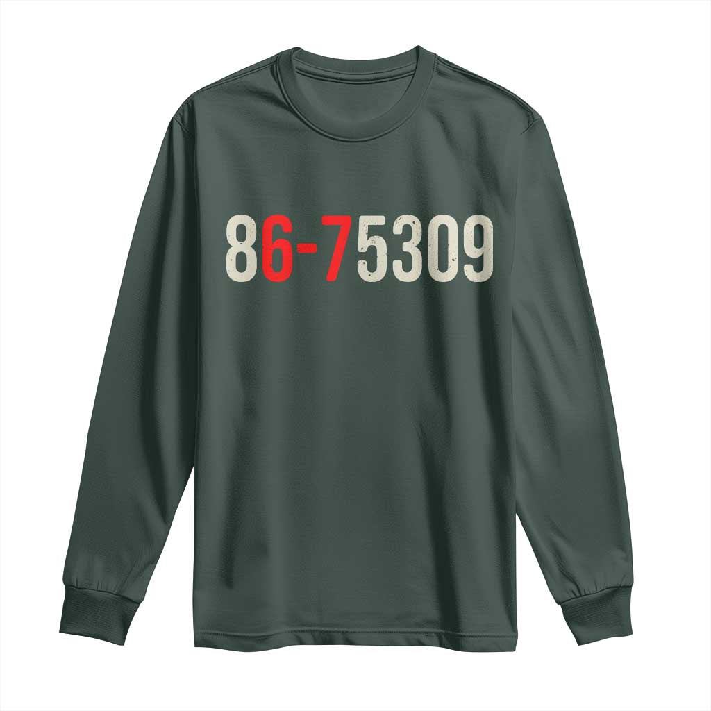 67 Six Seven Meme Long Sleeve Shirt Vintage 80s Music 8675309 Jenny TS14 Dark Forest Green Print Your Wear