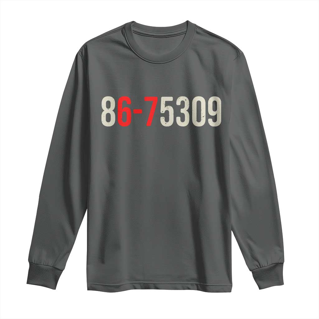 67 Six Seven Meme Long Sleeve Shirt Vintage 80s Music 8675309 Jenny TS14 Dark Heather Print Your Wear