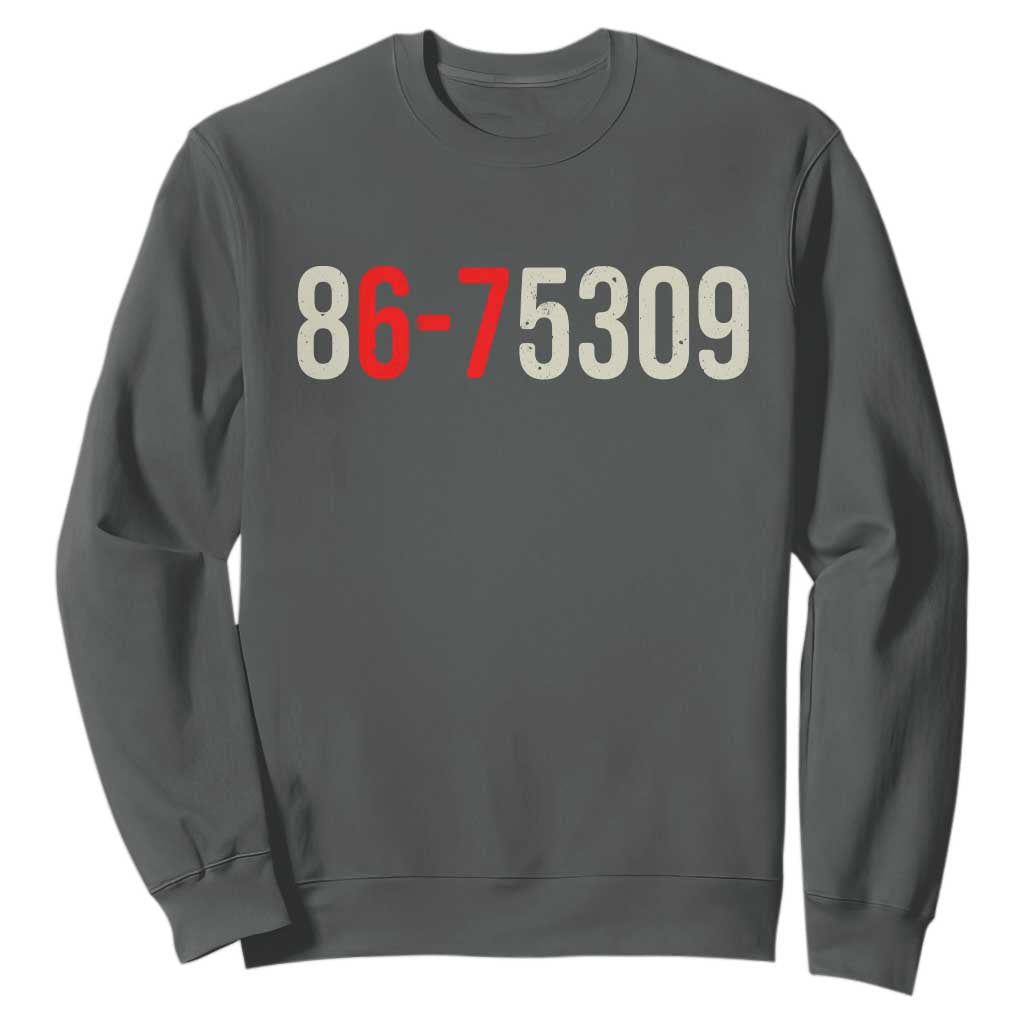 67 Six Seven Meme Sweatshirt Vintage 80s Music 8675309 Jenny TS14 Dark Heather Print Your Wear