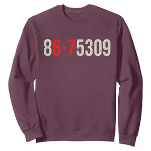 67 Six Seven Meme Sweatshirt Vintage 80s Music 8675309 Jenny TS14 Maroon Print Your Wear