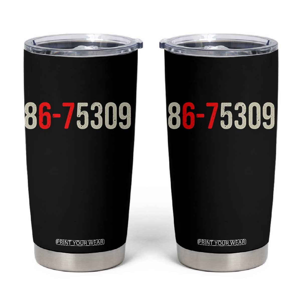 67 Six Seven Meme Tumbler Cup Vintage 80s Music 8675309 Jenny TS14 Black Print Your Wear