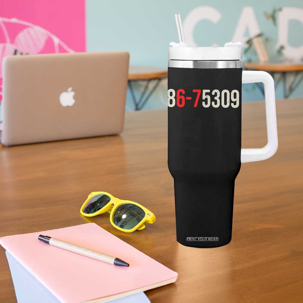 67 Six Seven Meme Tumbler With Handle Vintage 80s Music 8675309 Jenny TS14 Print Your Wear