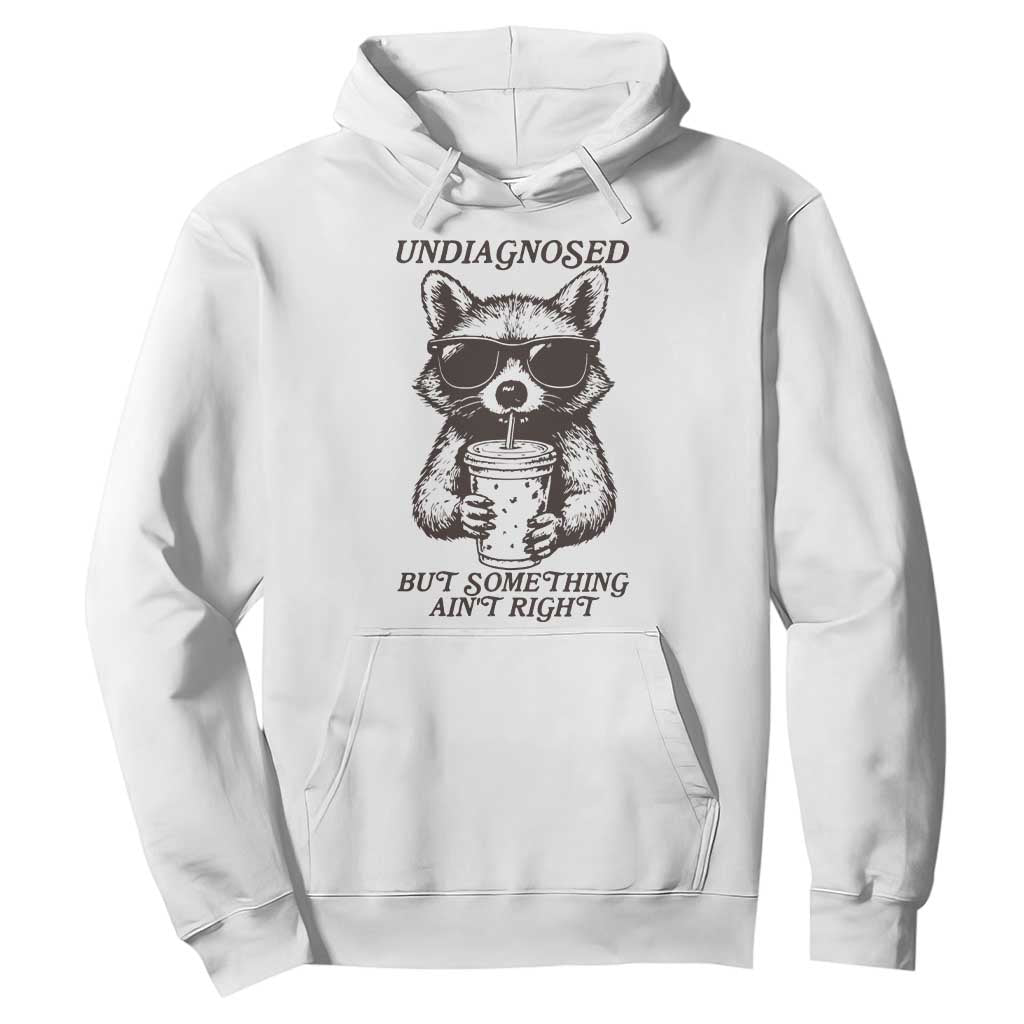 Undiagnosed But Something Aint Right Hoodie Funny Racoon Saying TS14 White Print Your Wear