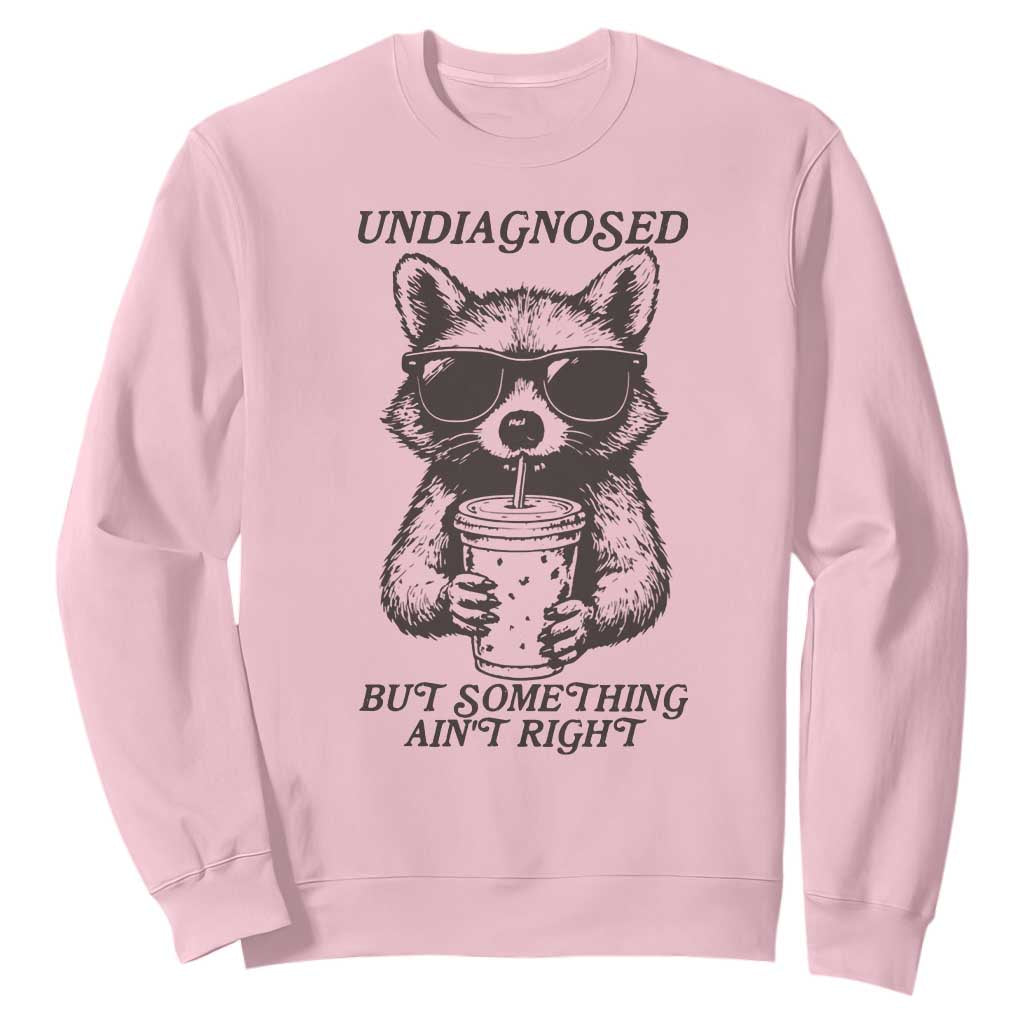Undiagnosed But Something Aint Right Sweatshirt Funny Racoon Saying TS14 Light Pink Print Your Wear