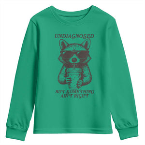 Undiagnosed But Something Aint Right Youth Sweatshirt Funny Racoon Saying TS14 Irish Green Print Your Wear