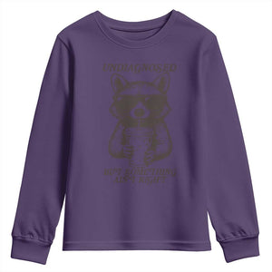 Undiagnosed But Something Aint Right Youth Sweatshirt Funny Racoon Saying TS14 Purple Print Your Wear