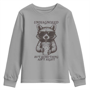 Undiagnosed But Something Aint Right Youth Sweatshirt Funny Racoon Saying TS14 Sport Gray Print Your Wear