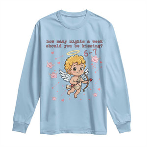 67 Valentine Meme Long Sleeve Shirt Funny Six Seven Cupid Saying TS14 Light Blue Print Your Wear