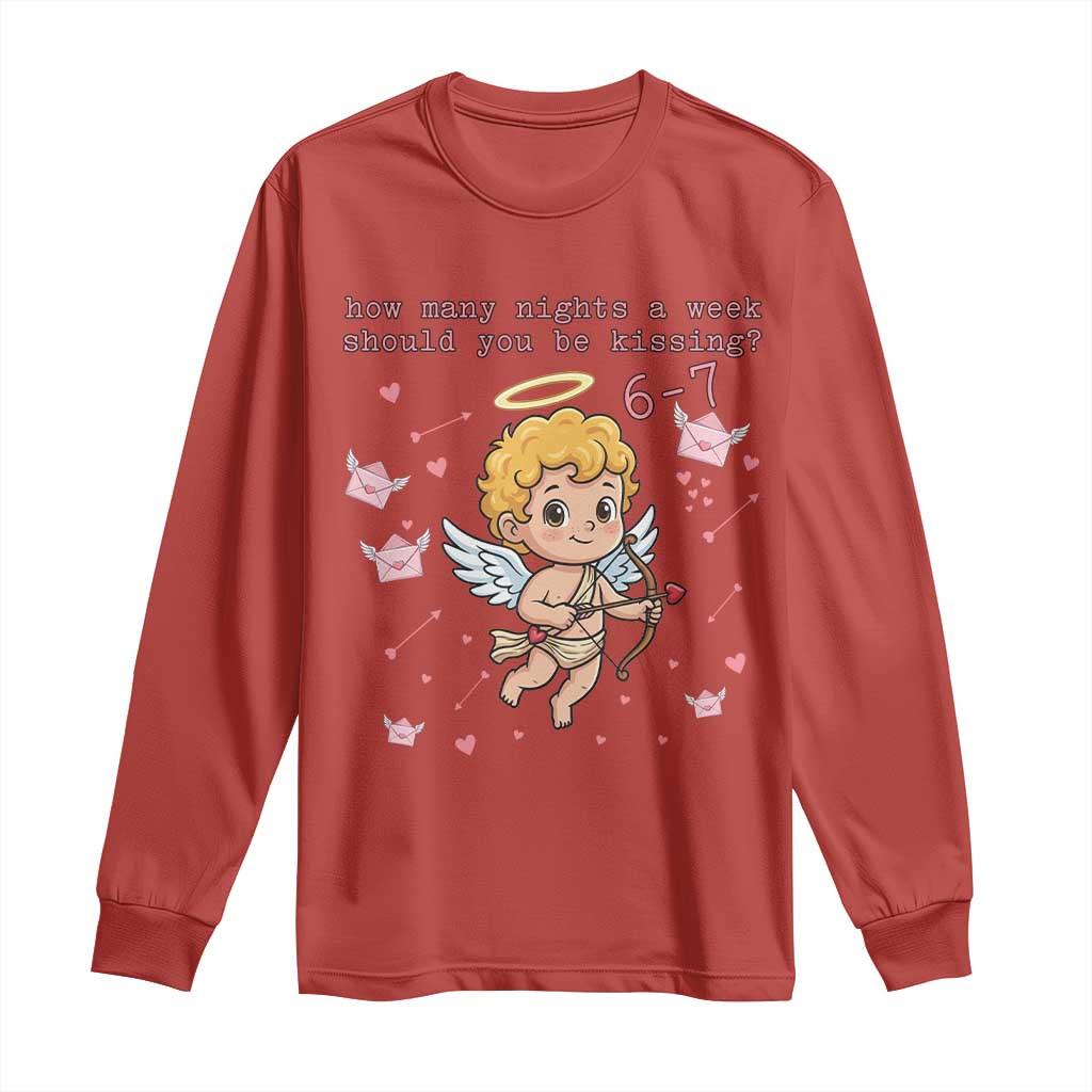 67 Valentine Meme Long Sleeve Shirt Funny Six Seven Cupid Saying TS14 Red Print Your Wear