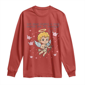 67 Valentine Meme Long Sleeve Shirt Funny Six Seven Cupid Saying TS14 Red Print Your Wear
