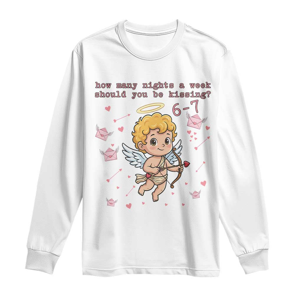 67 Valentine Meme Long Sleeve Shirt Funny Six Seven Cupid Saying TS14 White Print Your Wear
