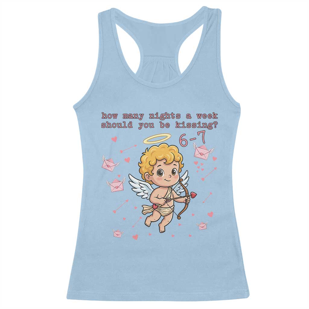 67 Valentine Meme Racerback Tank Top Funny Six Seven Cupid Saying TS14 Light Blue Print Your Wear