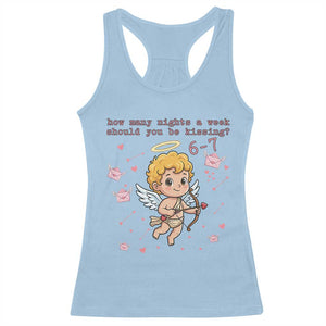 67 Valentine Meme Racerback Tank Top Funny Six Seven Cupid Saying TS14 Light Blue Print Your Wear