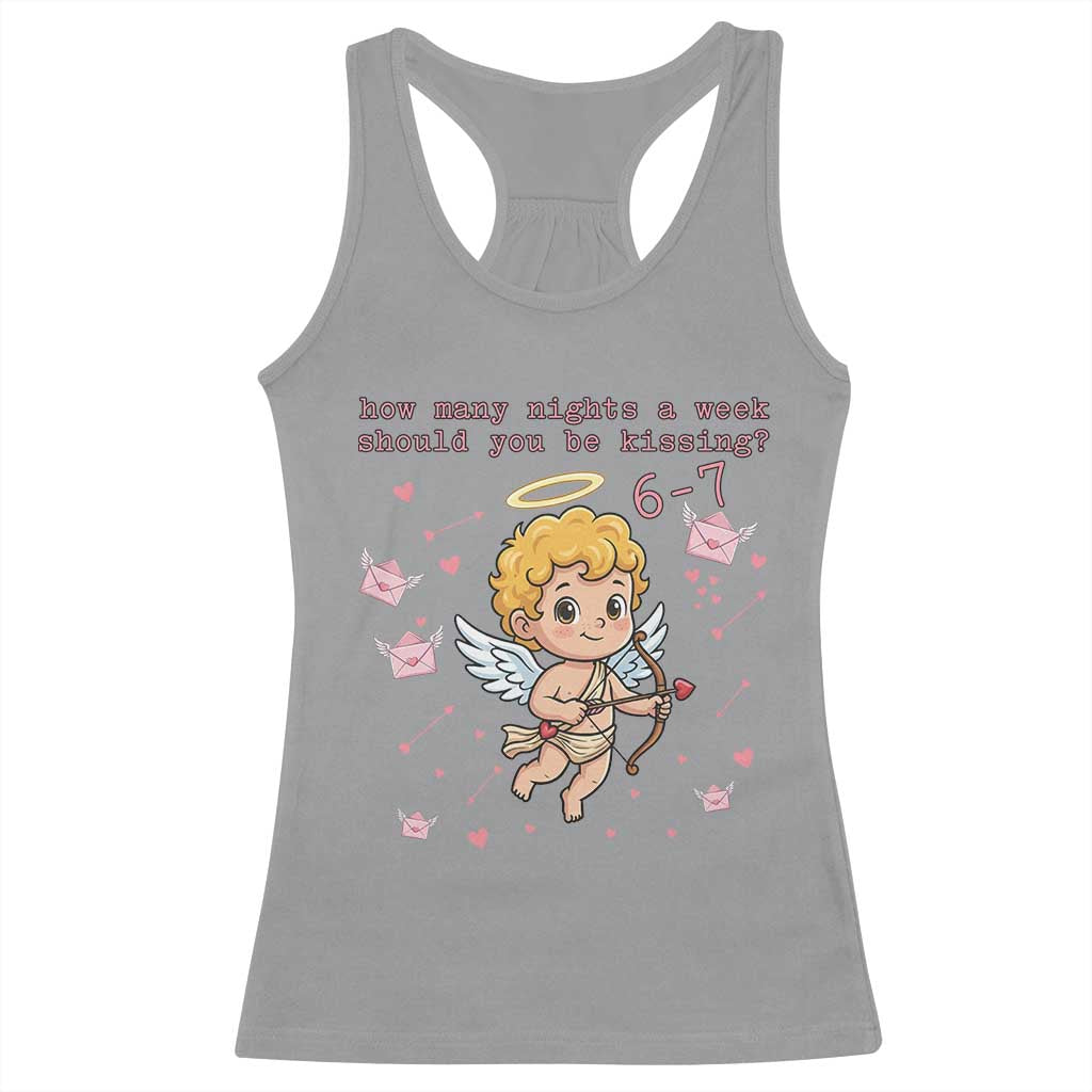 67 Valentine Meme Racerback Tank Top Funny Six Seven Cupid Saying TS14 Sport Gray Print Your Wear