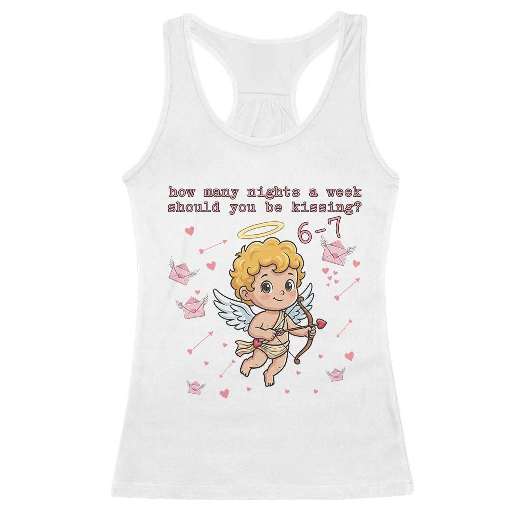 67 Valentine Meme Racerback Tank Top Funny Six Seven Cupid Saying TS14 White Print Your Wear