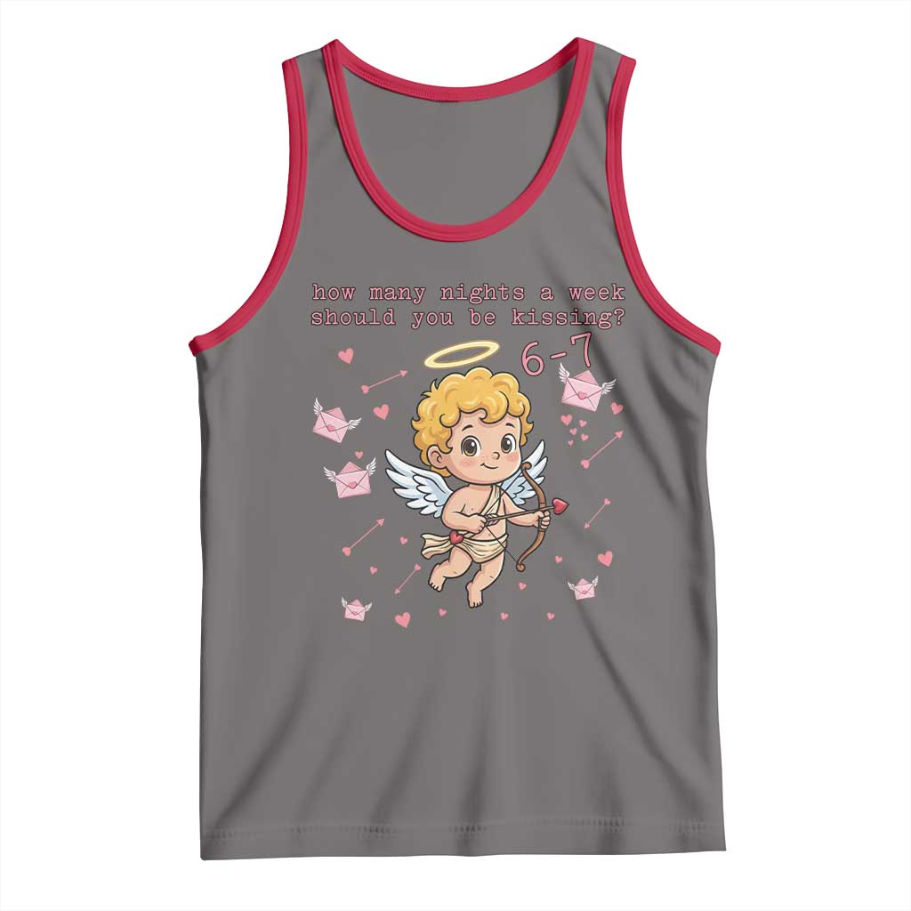 67 Valentine Meme Tank Top Funny Six Seven Cupid Saying TS14 Deep Heather Red Print Your Wear