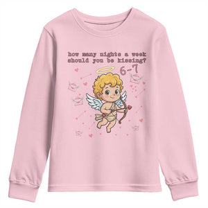 67 Valentine Meme Youth Sweatshirt Funny Six Seven Cupid Saying TS14 Light Pink Print Your Wear