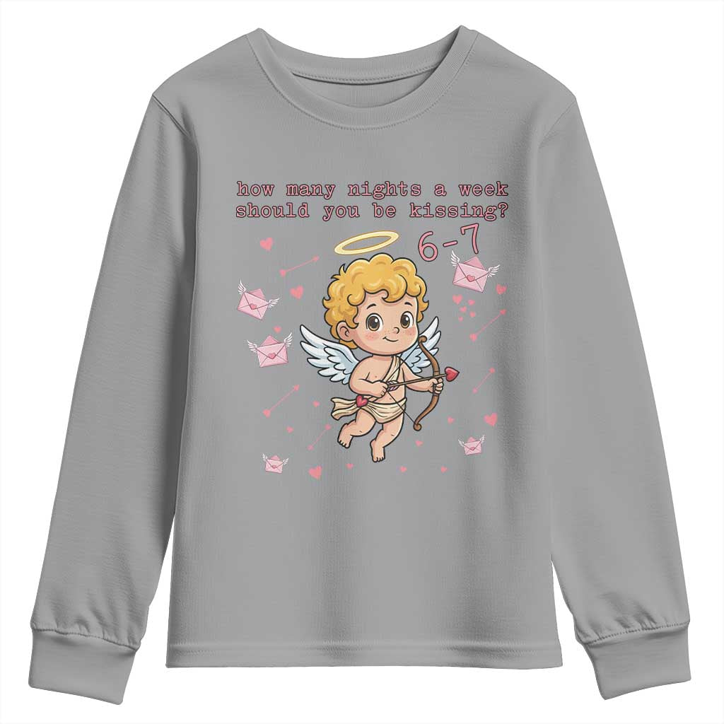 67 Valentine Meme Youth Sweatshirt Funny Six Seven Cupid Saying TS14 Sport Gray Print Your Wear