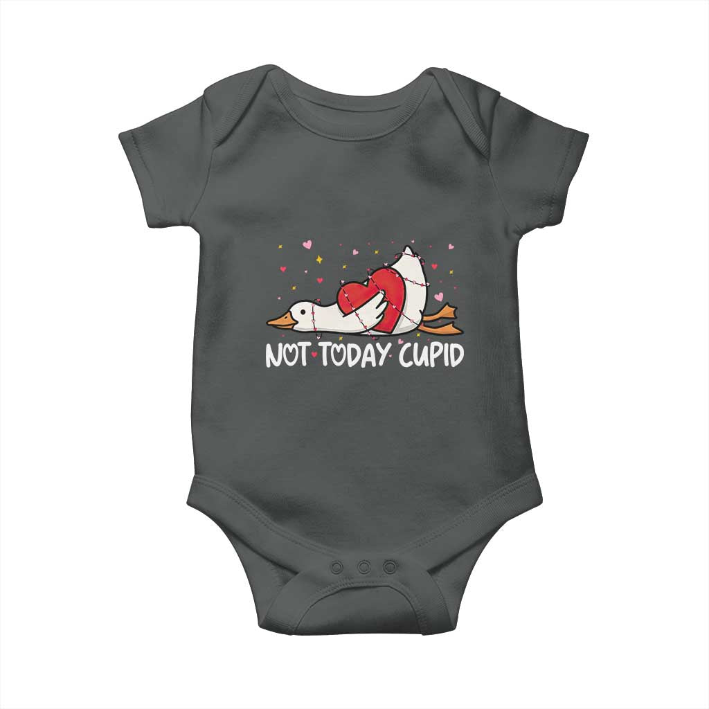 Silly Goose Valentine Baby Onesie Not Today Cupid TS14 Dark Heather Print Your Wear