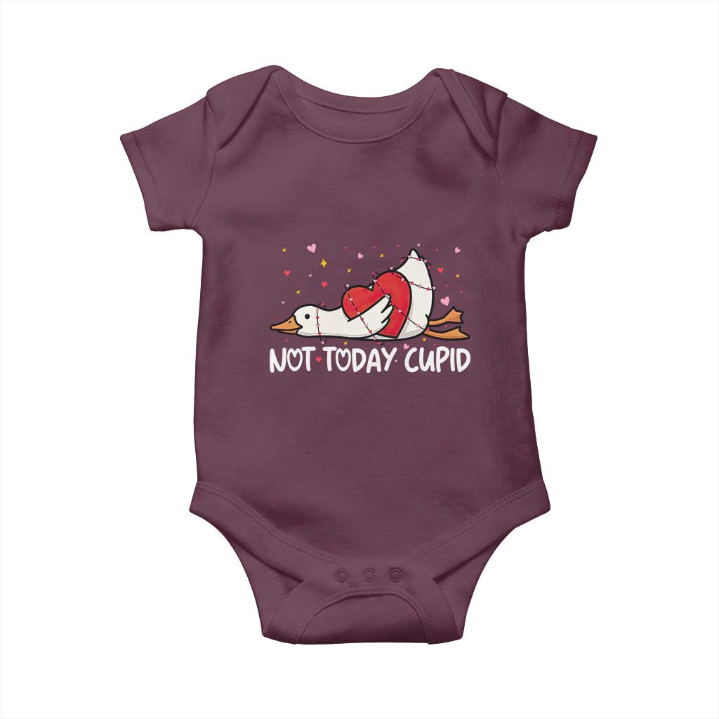Silly Goose Valentine Baby Onesie Not Today Cupid TS14 Maroon Print Your Wear