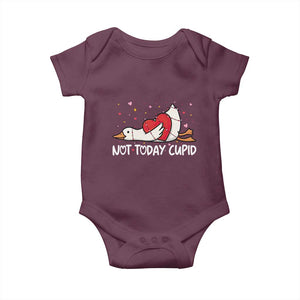 Silly Goose Valentine Baby Onesie Not Today Cupid TS14 Maroon Print Your Wear