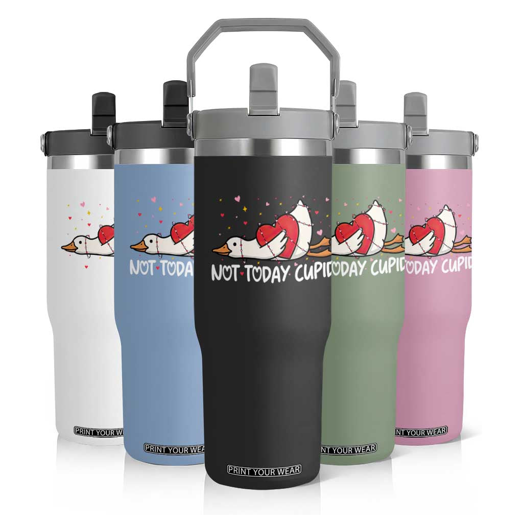 Silly Goose Valentine Flip Straw Tumbler Not Today Cupid TS14 Print Your Wear