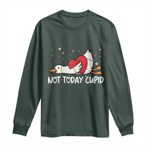 Silly Goose Valentine Long Sleeve Shirt Not Today Cupid TS14 Dark Forest Green Print Your Wear