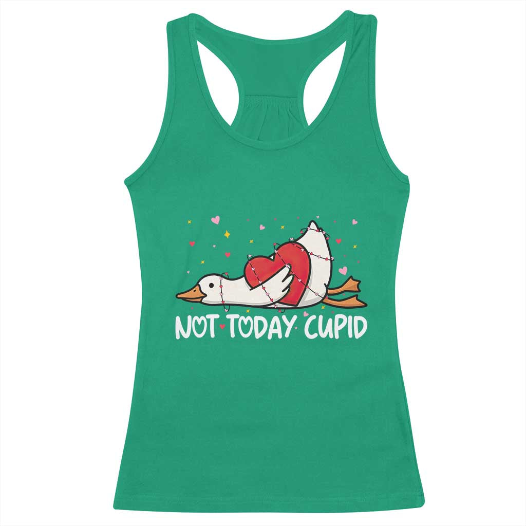 Silly Goose Valentine Racerback Tank Top Not Today Cupid TS14 Irish Green Print Your Wear