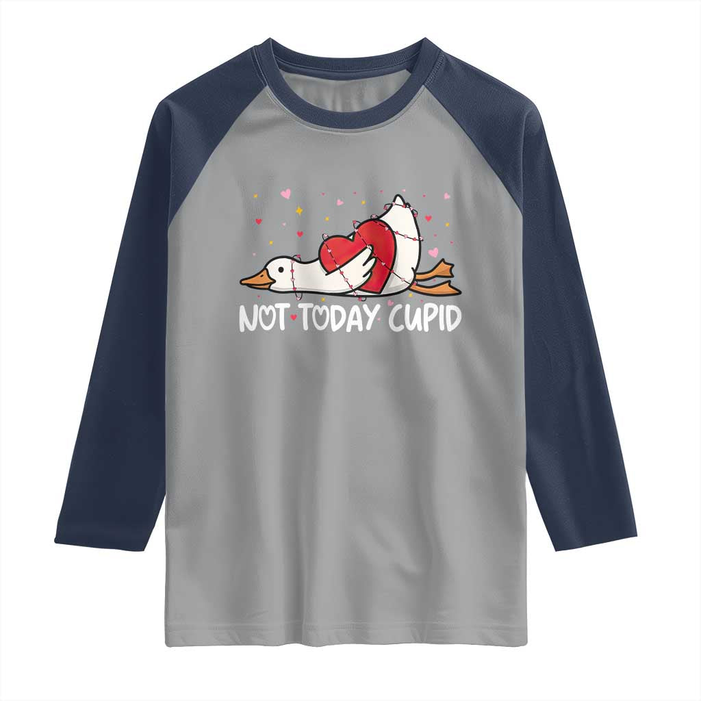Silly Goose Valentine Raglan Shirt Not Today Cupid TS14 Sport Gray Navy Print Your Wear