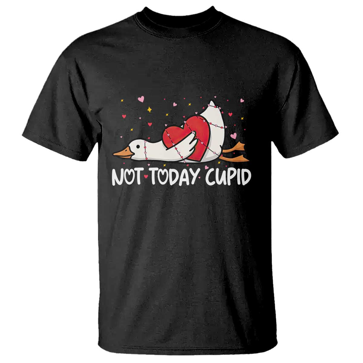 Silly Goose Valentine T Shirt Not Today Cupid TS14 Black Print Your Wear