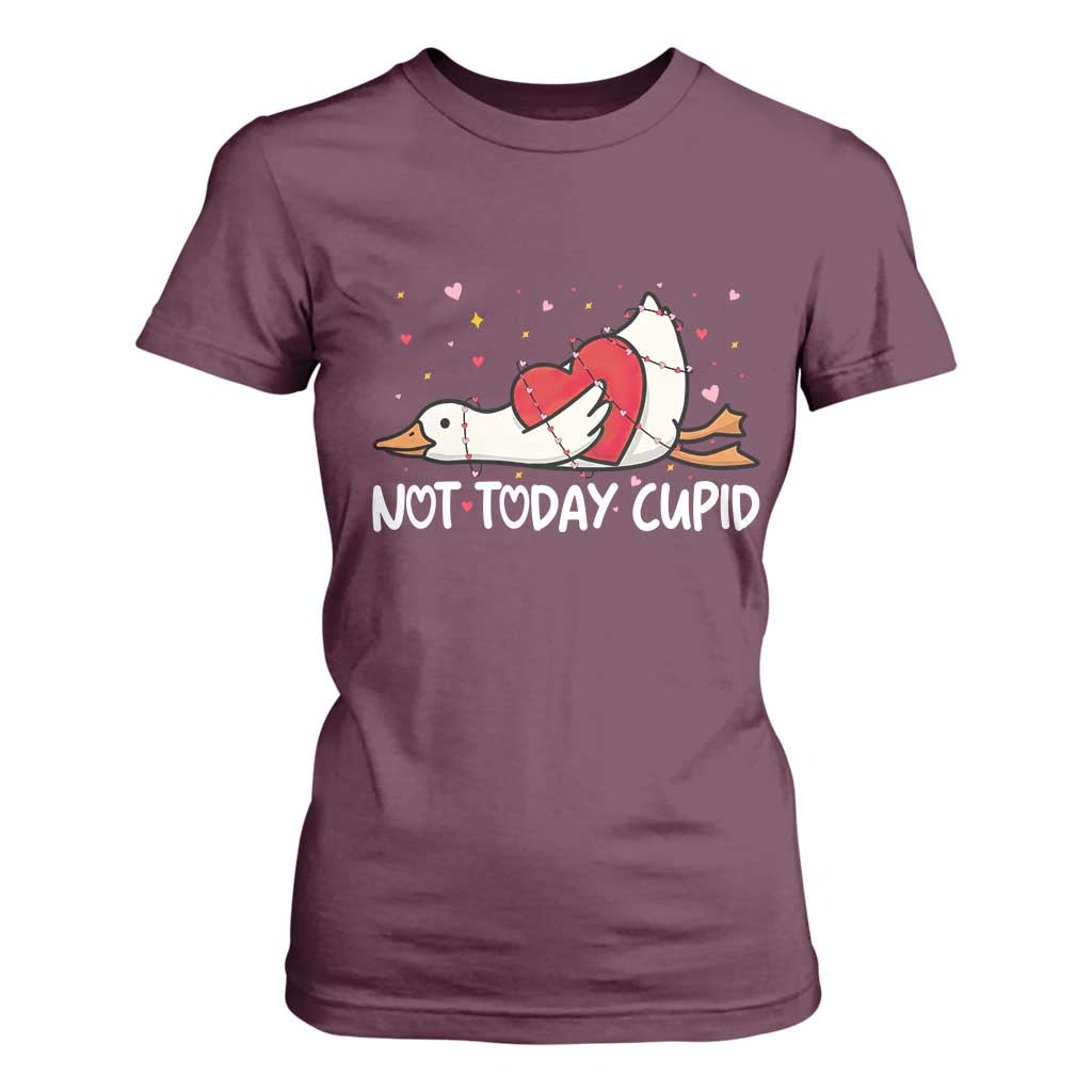 Silly Goose Valentine T Shirt For Women Not Today Cupid TS14 Maroon Print Your Wear