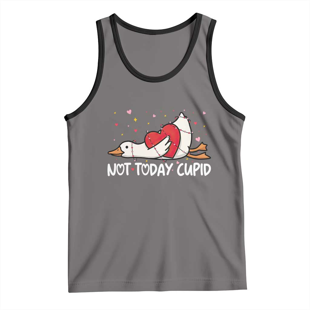 Silly Goose Valentine Tank Top Not Today Cupid TS14 Deep Heather Black Print Your Wear