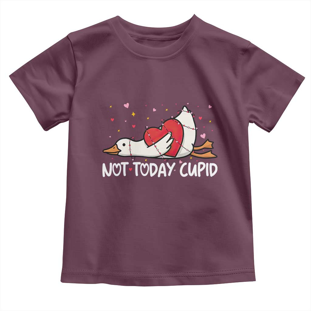Silly Goose Valentine Toddler T Shirt Not Today Cupid TS14 Maroon Print Your Wear