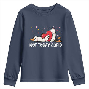 Silly Goose Valentine Youth Sweatshirt Not Today Cupid TS14 Navy Print Your Wear