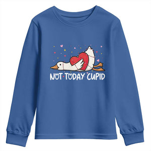 Silly Goose Valentine Youth Sweatshirt Not Today Cupid TS14 Royal Blue Print Your Wear