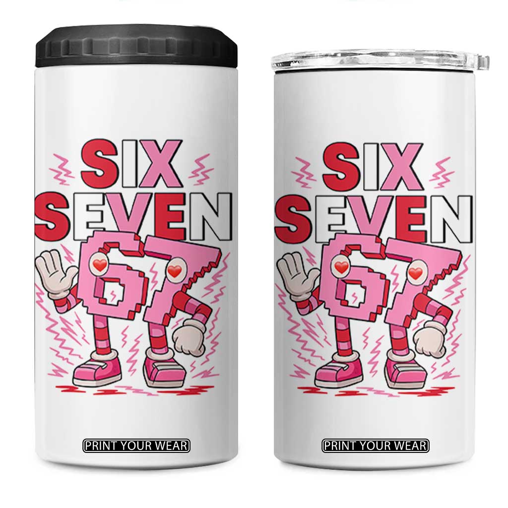 67 Valentines 4 in 1 Can Cooler Tumbler Funny Six Seven Brainrot Meme TS14 One Size: 16 oz White Print Your Wear