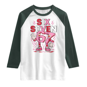 67 Valentines Raglan Shirt Funny Six Seven Brainrot Meme TS14 White Dark Forest Green Print Your Wear
