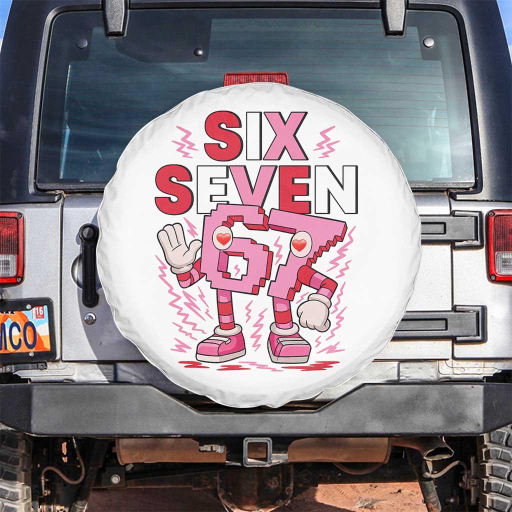 67 Valentines Spare Tire Cover Funny Six Seven Brainrot Meme TS14 No hole White Print Your Wear