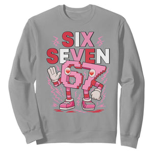 67 Valentines Sweatshirt Funny Six Seven Brainrot Meme TS14 Sport Gray Print Your Wear