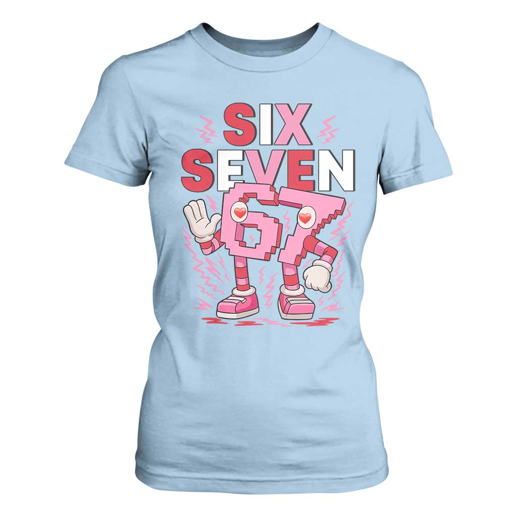 67 Valentines T Shirt For Women Funny Six Seven Brainrot Meme TS14 Light Blue Print Your Wear