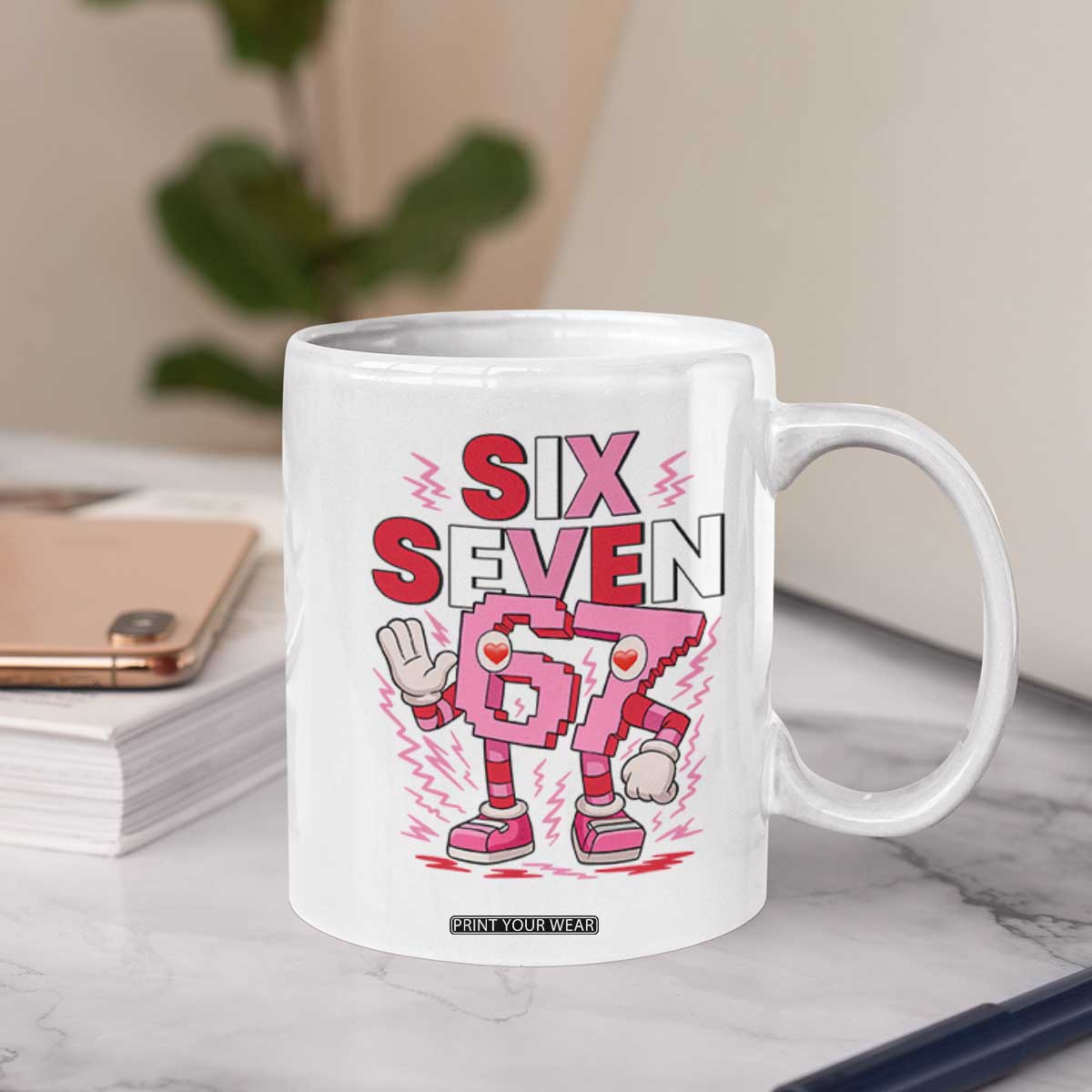 67 Valentines Coffee Mug Funny Six Seven Brainrot Meme TS14 Print Your Wear