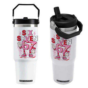 67 Valentines Flip Straw Tumbler Funny Six Seven Brainrot Meme TS14 One Size: 30 oz White Print Your Wear