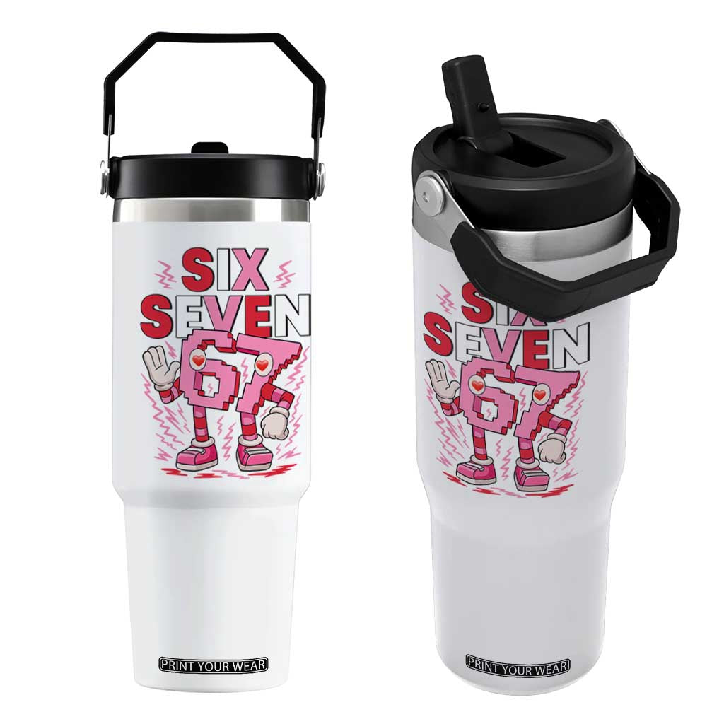 67 Valentines Flip Straw Tumbler Funny Six Seven Brainrot Meme TS14 One Size: 30 oz White Print Your Wear
