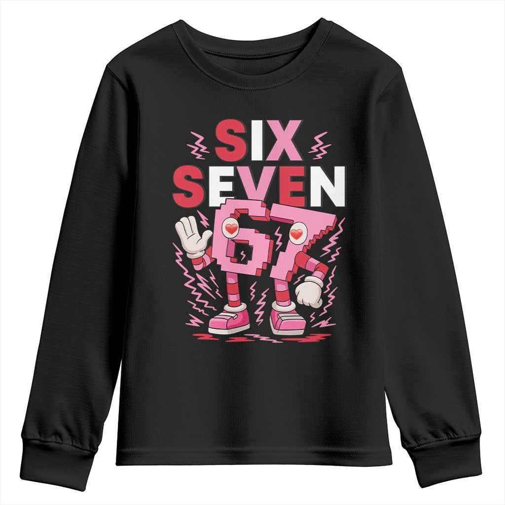 67 Valentines Youth Sweatshirt Funny Six Seven Brainrot Meme TS14 Black Print Your Wear